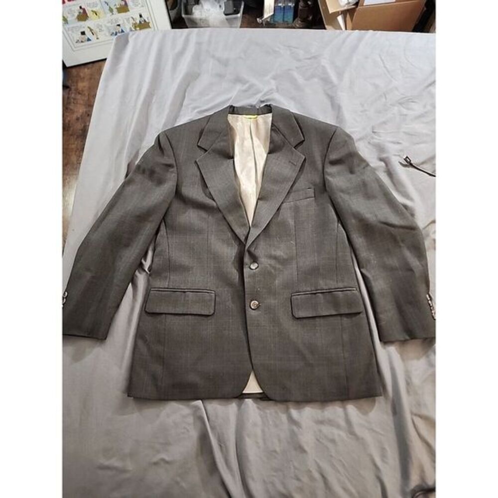 Bill Blass black label Lord & Taylor 40R 100% wool Sport Coat Gray Excellent
